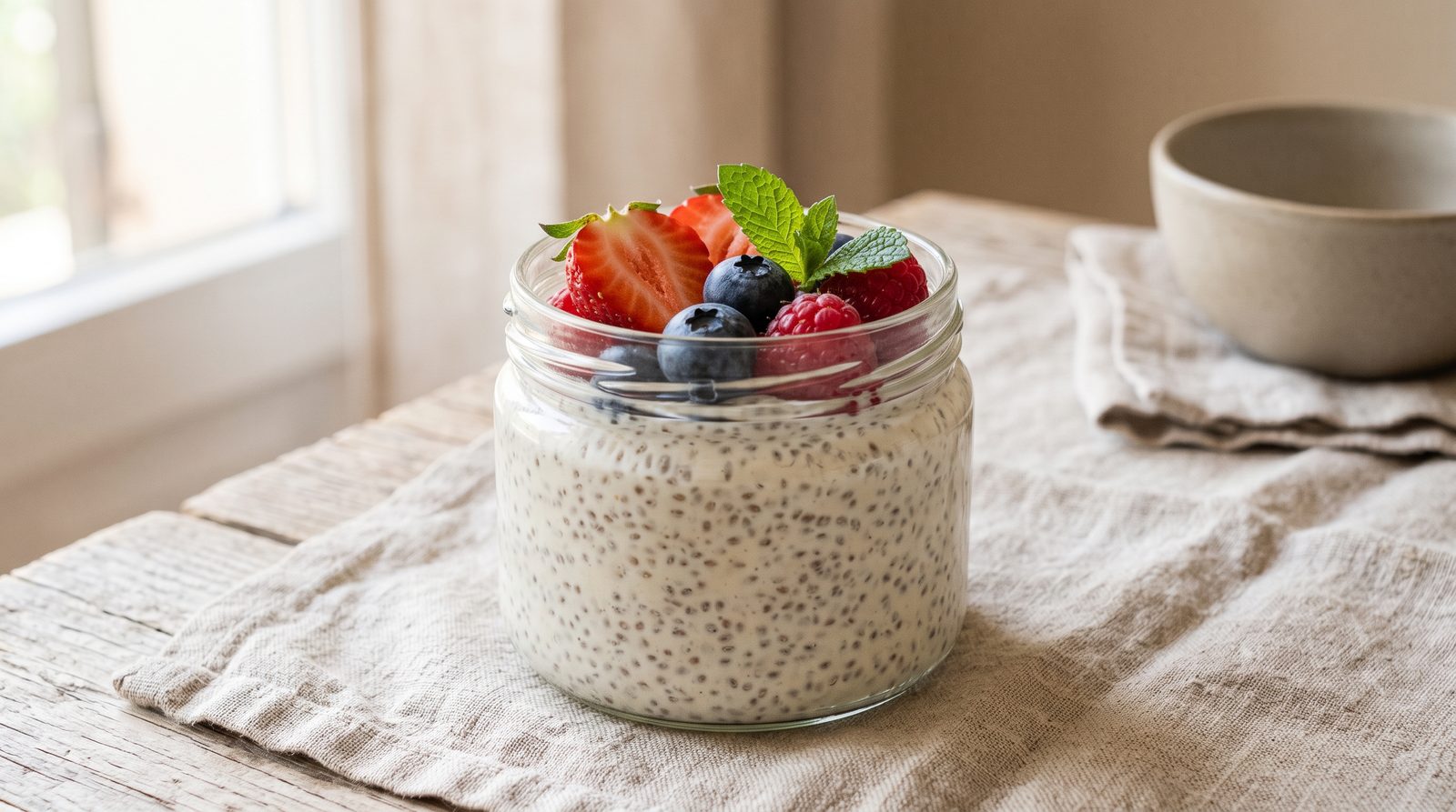 Pudin de chía y proteína (postre de definición)