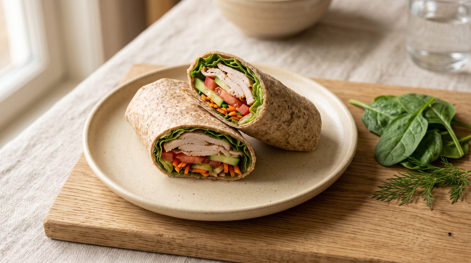 Wrap de pavo y verduras (comida rápida de definición)